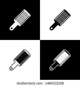 Set Grater icon isolated on black and white background. Kitchen symbol. Cooking utensil. Cutlery sign.  Vector Illustration