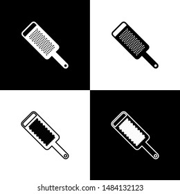 Set Grater icon isolated on black and white background. Kitchen symbol. Cooking utensil. Cutlery sign.  Vector Illustration