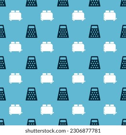 Set Grater  and Toaster with toasts  on seamless pattern. Vector