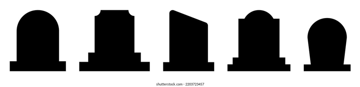 Set of grave icons. Flat set of grave vector icons for web design isolated on white background