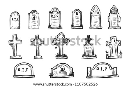 Set Grave Marker Vector On White Stock Vector (Royalty Free) 1107502526 ...