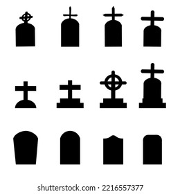 set of grave silhouettes of different shapes