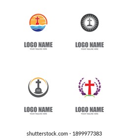 Set Gravestone Logo Template vector symbol nature