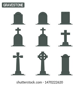 Set of gravestone on transparent background
