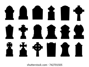 set of gravestone silhouette