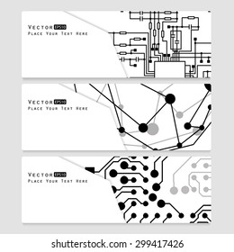 Set of gray backgrounds for communication, molecule structure vector illustration.
