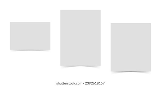 set of gray brochure frame, vintage photo card texture background with shadow, vector illustration, retro styled concept