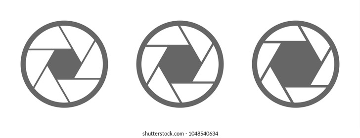 Set of gray camera shutter icons on white background. Vector illustration
