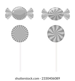 Set gray candies. Design element for Christmas, New Year, birthday, party. Vector illustration isolated on white background.