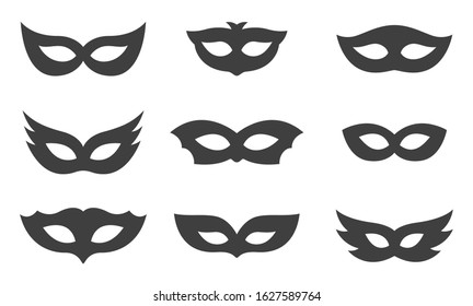 Set of gray carnival isolated on white background, vector illustration
