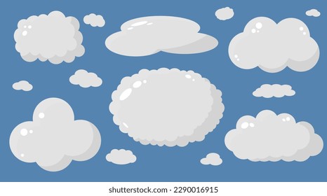 Set of gray clouds. Different clouds in vector