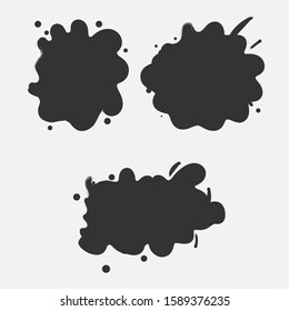 Set of gray hand made blots and ink splashes. Abstract elements for design in grunge style.