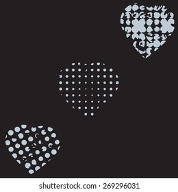 Set of gray hearts, stock vector illustration. Outbox




