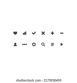 Set of gray icons. Vector illustration.