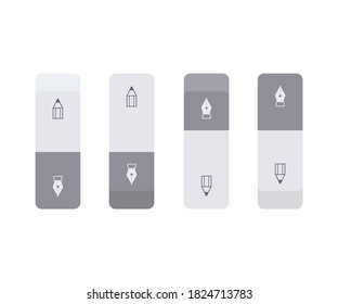 Set of gray ink and graphite erasers. School and office supplies collection. Flat vector illustration isolated on white background 