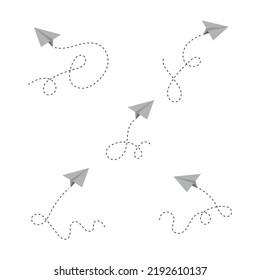 Set of gray paper airplane icon vector illustration on white background.