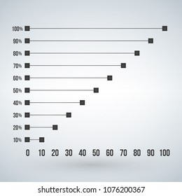 Set of gray percentage charts for infographics, 0 10 20 30 40 50 60 70 80 90 100 percent. Vector illustration.