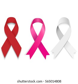 Set gray red and pinck Ribbon