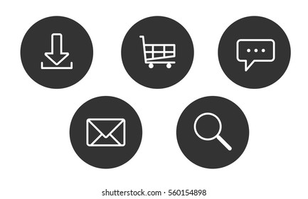 Set gray round buttons - icons on the website and online store - vector illustration