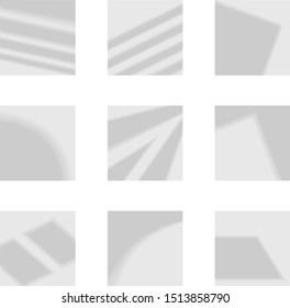 Set of gray shadows of different shapes squared. Vector illustration.