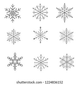 Set of gray Snowflakes Christmas  vector illustration