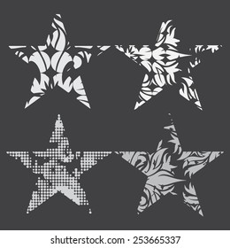 Set of gray stars, stock vector illustration  