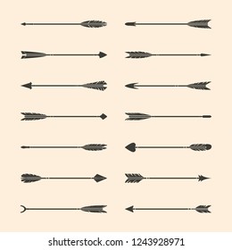 Set of gray stylish arrow vectors