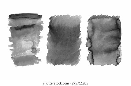 Set of Gray various Abstract watercolor art background hand paint. Vector illustration
