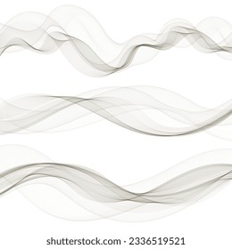 
Set of gray waves. Vector abstract wave patterns.