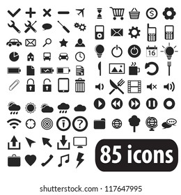 Set of gray web and mobile icons