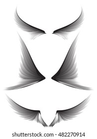 Set gray wings on white background, design element