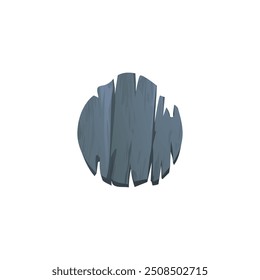 A set of gray wooden boards creates a round icon or frame for entries. This vector illustration shows an abstract pattern emphasizing the rough texture of wood.