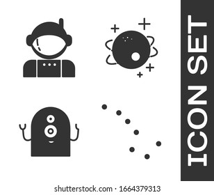 Set Great Bear constellation, Astronaut, Alien and Planet icon. Vector