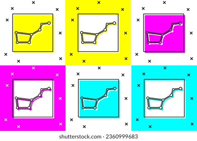 Set Great Bear constellation icon isolated on color background.  Vector Illustration