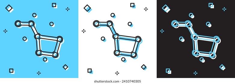 Set Great Bear constellation icon isolated on blue and white, black background.  Vector
