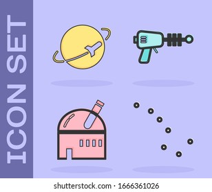 Set Great Bären Sternbild, Planet, Astronomische Sternwarte und Ray Pistole Symbol. Vektorillustration