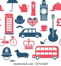 set of great britain symbols seamless pattern