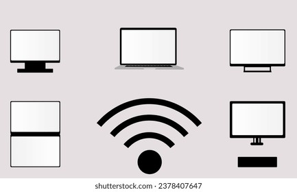 Set Great Collection Mock-ups of realistic laptops. 3D isometric set device. Side, top view and isometric. Vector collection Mockups generic device. Template notebook for presentation.