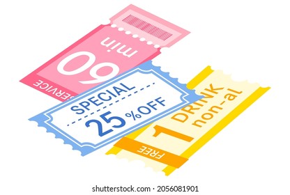A set of great coupons, isometric