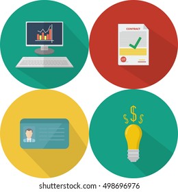 Set of great flat icons with style long shadow icon and use for Business, Marketing and much more.