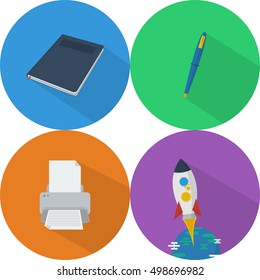 Set of great flat icons with style long shadow icon and use for Business, Marketing and much more.