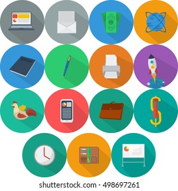 Set of great flat icons with style long shadow icon and use for Business, Marketing and much more.
