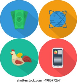 Set of great flat icons with style long shadow icon and use for Business, Marketing and much more.