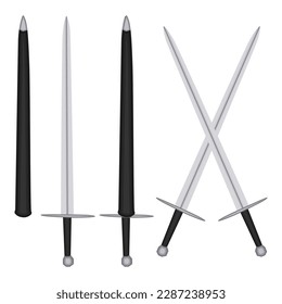 Set Great swords vector illustration. Traditional medieval blade weapon