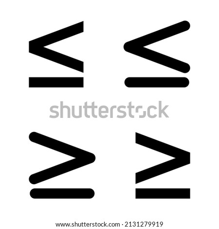 Set of Greater than or less than mathematics symbol, education maths icon, web element vector illustration design, finance sign .