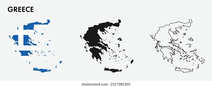 Mapa de Grecia aislado en fondo blanco, diseño de ilustración vectorial