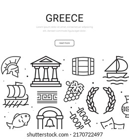 Conjunto de temas de Grecia. Plantilla de banner. Ilustración vectorial.