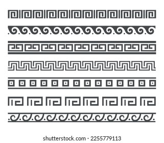 Set greek frame isolated on white background. Greece ornament. Grecian ancient decoration. Vector stock