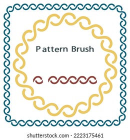 Set of greek frames and pattern brush. Meander collection border. Greece ornament. Grecian ancient style. Roman design. Mediterranean decor. Round and square isolated on white. Vector illustration