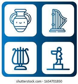 Set of greek icons. Such as Vase, Harp, Lyra, Statue , greek icons